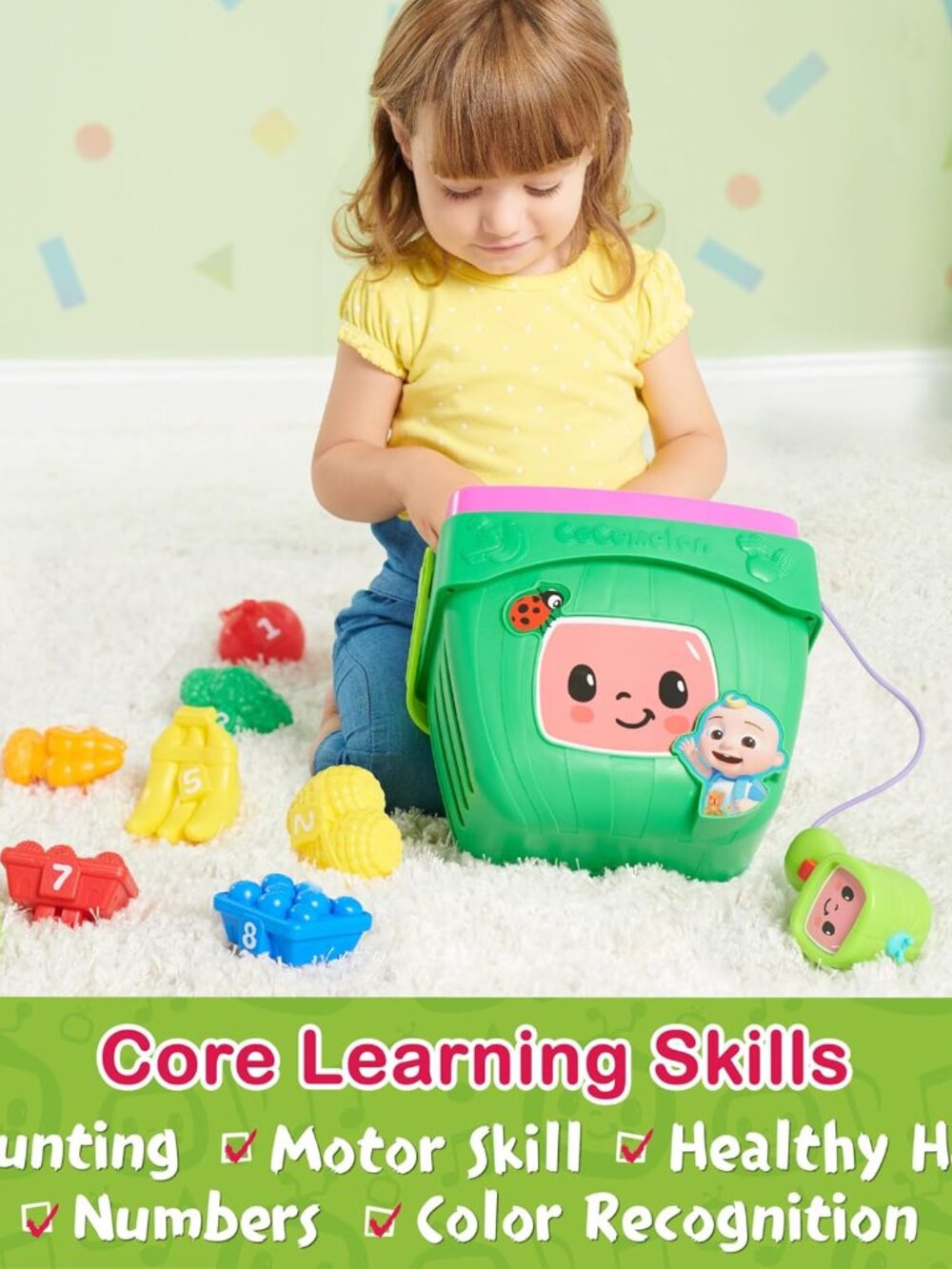 CoComelon Veggie Fun Learning Basket, Pretend Play Food